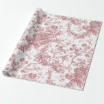 Elegant Vintage Fransk Förhöjt Blommigt Toile-Rosa Presentpapper<br><div class="desc">Elegant och rosa av ornerad vintage och vit toile de jouy mönster med exotiska blommor,  vinstockar och bladverk som är sammanflätade med trädgårdar och basket av ro. Mönster anpassades från ett textilfragment av historisk Fransk ca 1910 i Smithsoniska samlingen.</div>