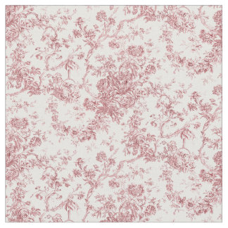 Elegant Vintage Fransk Förhöjt Blommigt Toile-Rosa Tyg