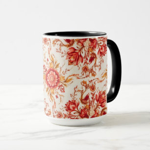Elegant Vintage Fransk Graverad Blommönster Mugg