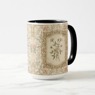 Elegant Vintage Fransk Graverad Blommönster Mugg