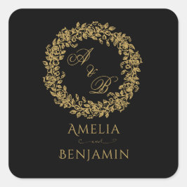 Elegant Vintage Fransk Guld Blommig  Fyrkantigt Klistermärke