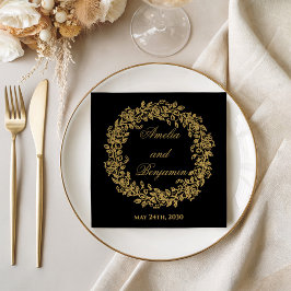 elegant Vintage Fransk Guld Blommig Pappersservett