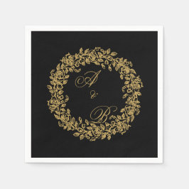 Elegant Vintage Fransk Guld Blommig Pappersservett