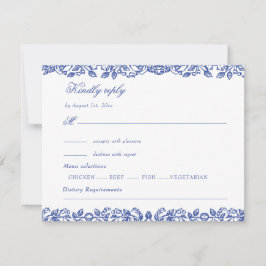 Elegant Vintage French Blue Floral Wedding OSA Kort