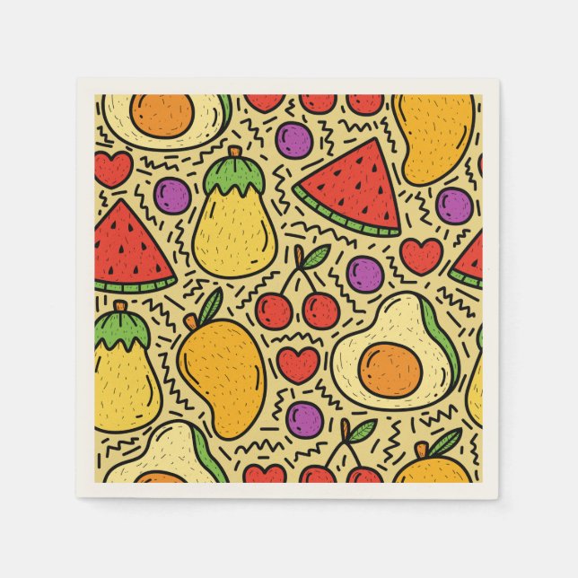 Elegant vintage frukter Blandad till familjemiddag Pappersservett (Framsidan)