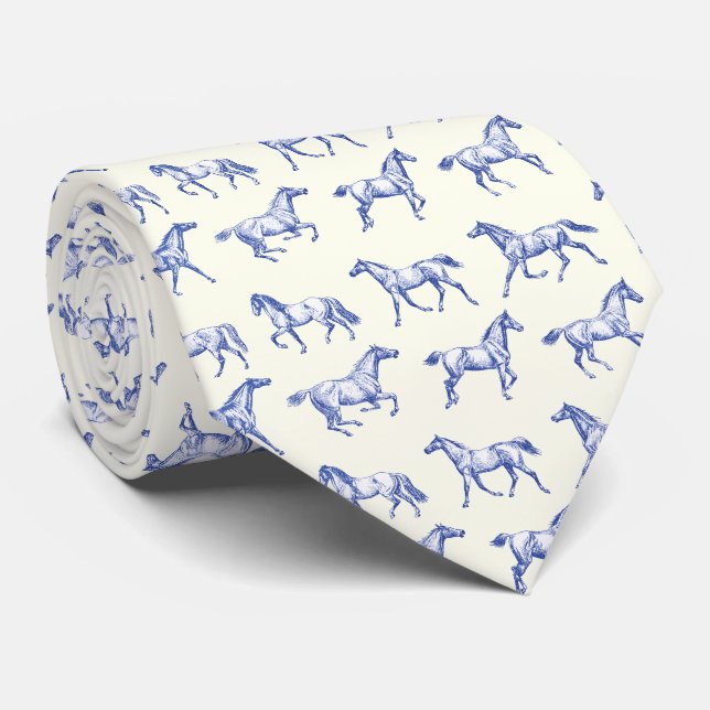Elegant Vintage Galloping Horses Blue Toile Slips (Rullad)
