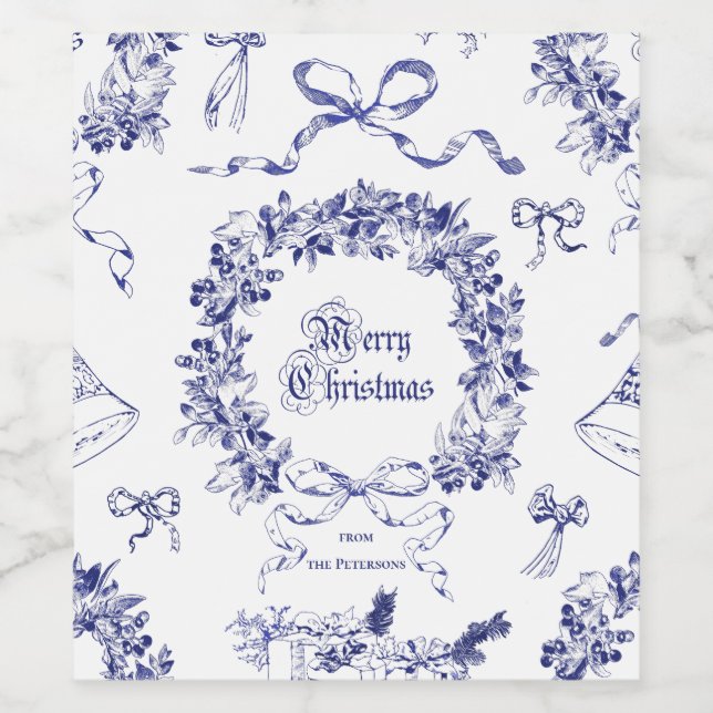 Elegant Vintage God jul Blåutandning Blåstömningsu Vinflaska Etikett (Singel etikett)