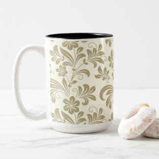 Elegant Vintage Gold Floral Pattern Två-Tonad Mugg