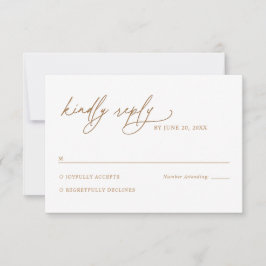 Elegant Vintage Gold Floral Wedding RSVP Card OSA Kort