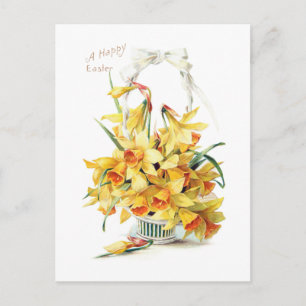 Elegant Vintage Golden Påsk Daffodils Vykort