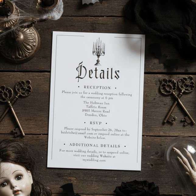 Elegant Vintage Gothic Black Toile Wedding Tilläggskort (Skapare uppladdad)