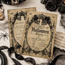 Elegant Vintage Gotisk Skalle Halloweenfest