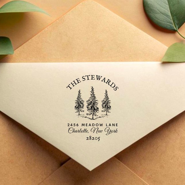 Elegant | Vintage Gräs-träd familje--Adress-vinter Stämpel (Skapare uppladdad)