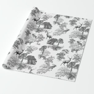 Elegant Vintage Grått Hjort Fox Land Toile Presentpapper