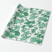 Elegant Vintage Grönt Hjort Fox Land Toile