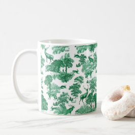 Elegant Vintage Grönt Toile Hjort Fox Hare Woodlan Kaffemugg
