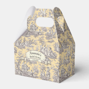 Elegant vintage gul toile de jouy monogram presentaskar