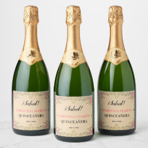 Elegant Vintage Guld Blommigt Quinceañera