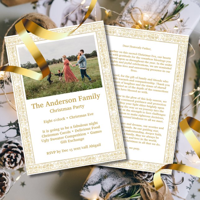 Elegant Vintage Guld Blommigt Ram Photo Inbjudningar (Skapare uppladdad)