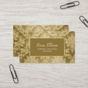 Elegant Vintage Guld Damask Bröllopsplanerare Visitkort