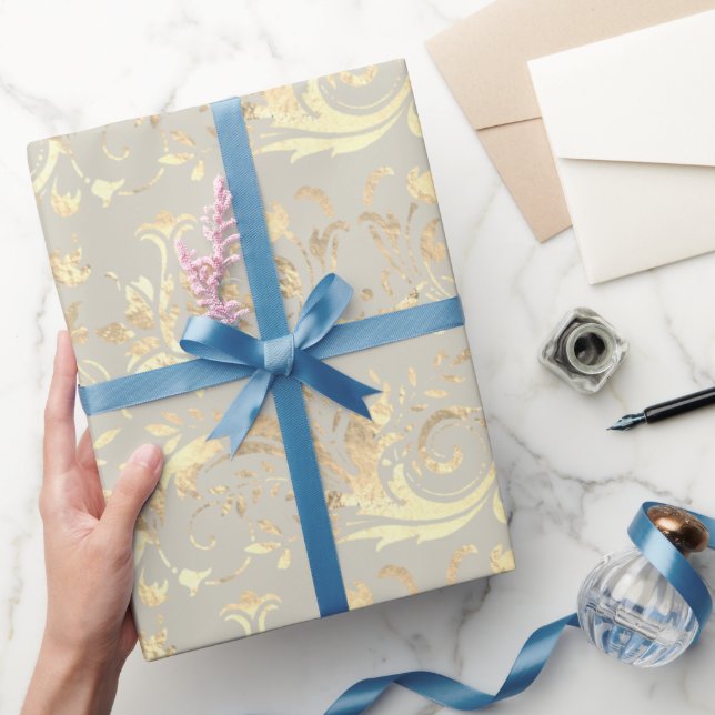 Elegant vintage guld elfenbensdammmönster presentpapper (Gifting)