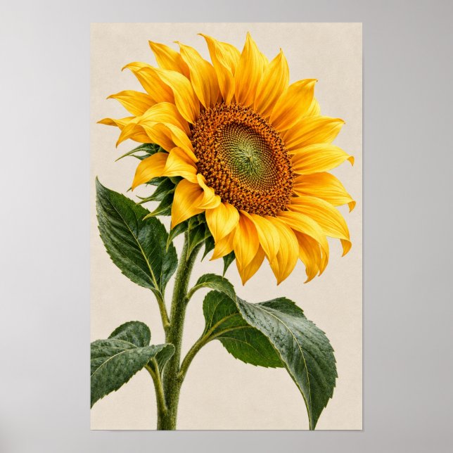 Elegant Vintage Guld Solros Botanisk Väggkonst (Framsidan)