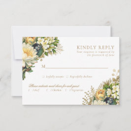 Elegant Vintage Guld & White Blommigt Bröllop OSA Kort