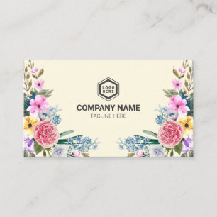 Elegant Vintage Gult och Rosa VattenfärgsBlommigt Visitkort