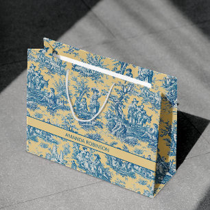 Elegant vintage gult toile de jouy