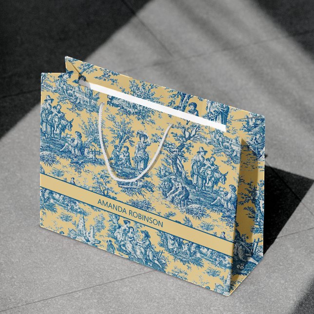 Elegant vintage gult toile de jouy (Skapare uppladdad)