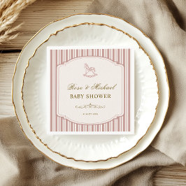 Elegant Vintage Gunghäst Baby Shower Randig Pappersservett