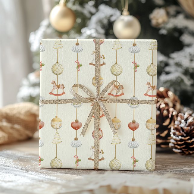 Elegant Vintage Gunghäst Jul  Presentpapper (Skapare uppladdad)