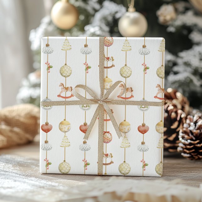 Elegant Vintage Gunghäst Jul  Presentpapper (Skapare uppladdad)