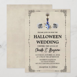 Elegant Vintage Halloween Bröllop Inbjudningar