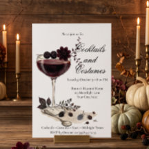 Elegant Vintage Halloween Cocktail-kortinbjudan