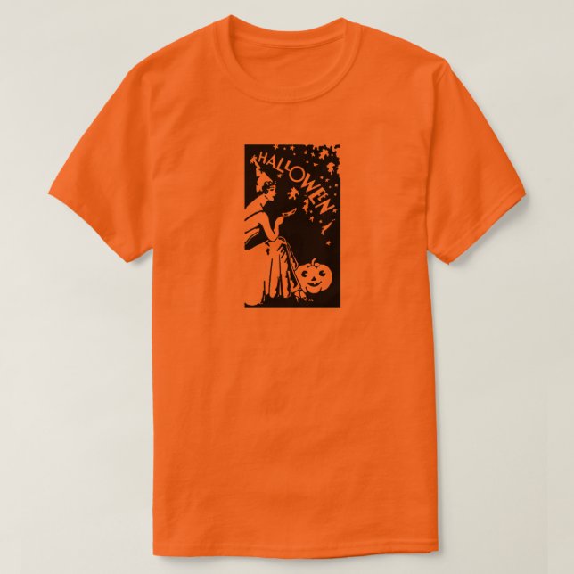 Elegant Vintage Halloween Dam med mask Tee Shirt (Design framsida)