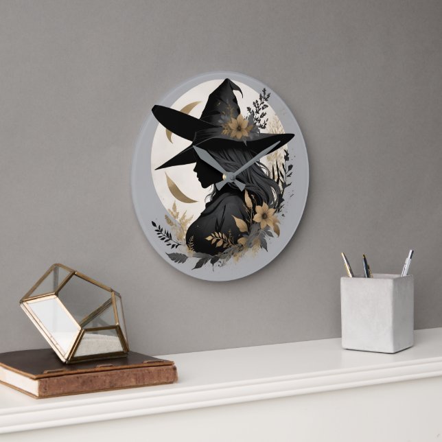 Elegant Vintage Halloween Witch 3 stort väggklocka (Kontor)