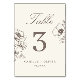 Elegant Vintage Handdragen Blommigt Garden Wedding Bordsnummer