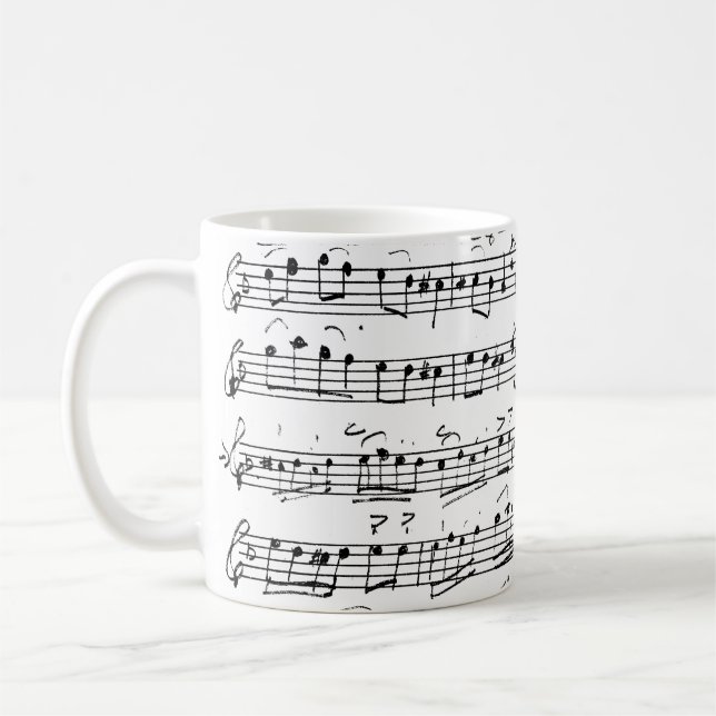 Elegant Vintage Handskriven Lakan Musik noter Kaffemugg (Vänster)