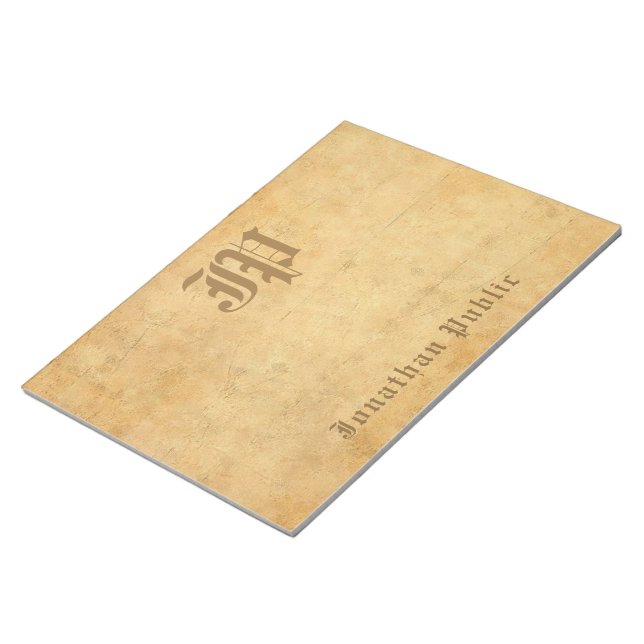 Elegant Vintage Handskriven monogrammall Anteckningsblock (Vinklad)