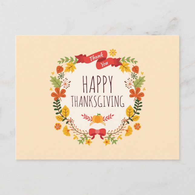 Elegant Vintage Happy thanksgiving | vykort (Framsida)