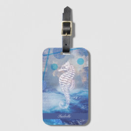 Elegant Vintage Havsblåa Oceanen Vinkarare Namn Bagagebricka