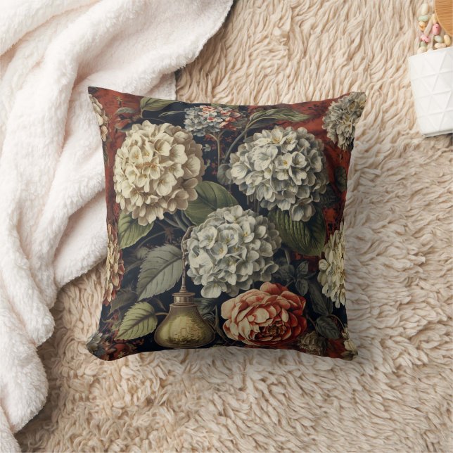 Elegant vintage hortensia blomster mönster kudde (Filt)