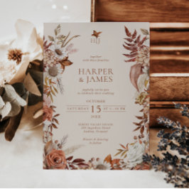 Elegant Vintage Hösten Blommigt Ram Bröllop Inbjudningar
