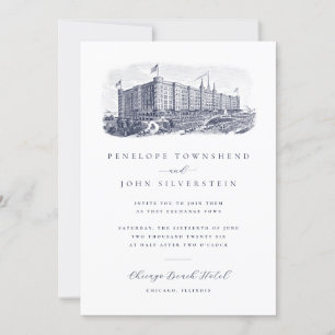 Elegant Vintage Hotel Destination Wedding Inbjudningar