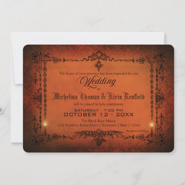 Elegant Vintage - inbjudan till Gothic Wedding (Framsida)