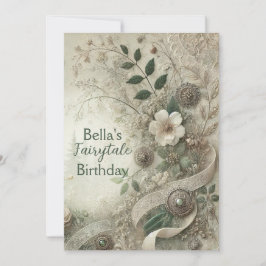 Elegant Vintage Inspired Blommigt Party Inbjudan