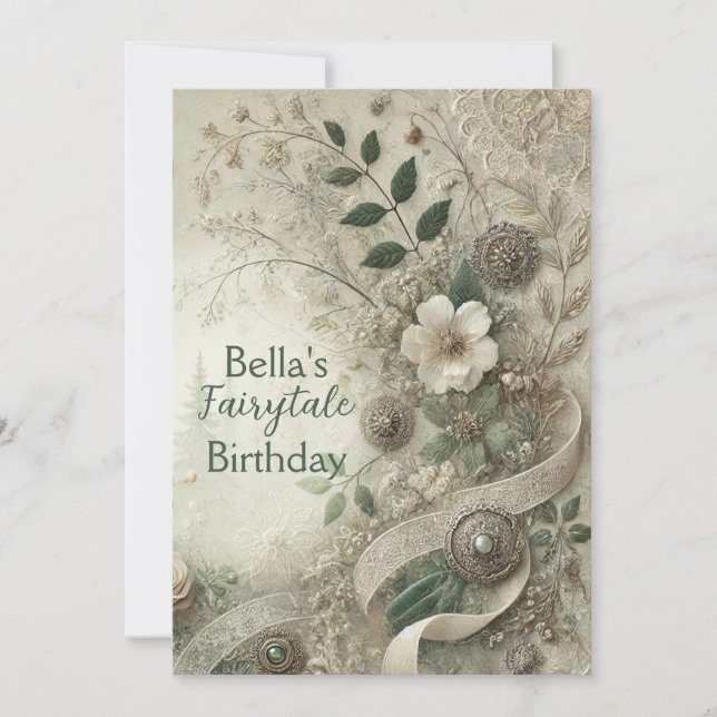 Elegant Vintage Inspired Blommigt Party Inbjudan (Framsida)