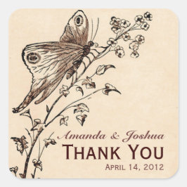 Elegant Vintage Inspired Bröllop-fästdon Fyrkantigt Klistermärke