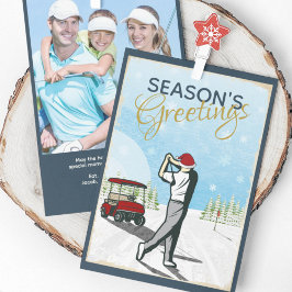 Elegant Vintage Inspired Golf Photo jul Julkort